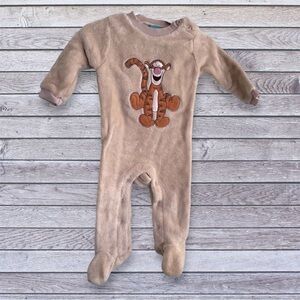 Disney Beige Tigger Plush Footed One-Piece